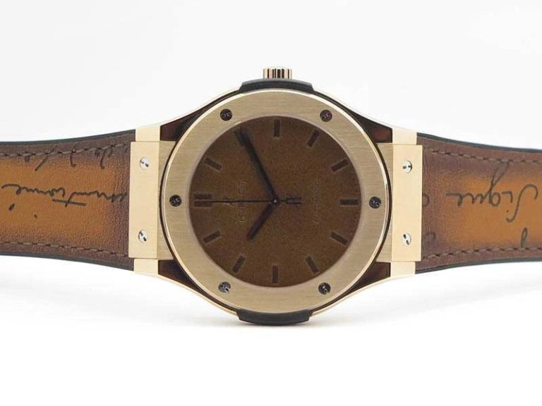Classic Fusion 45mm RG Berluti Scritto SRF Best Edition Brown Leather Dial On Gummy Strap A2892