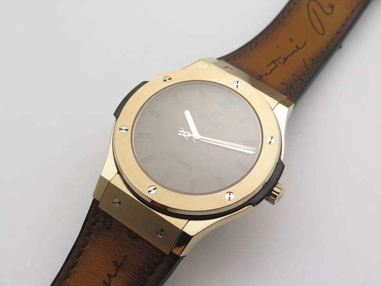 Classic Fusion 45mm RG Berluti Scritto SRF Best Edition Brown Leather Dial On Gummy Strap A2892