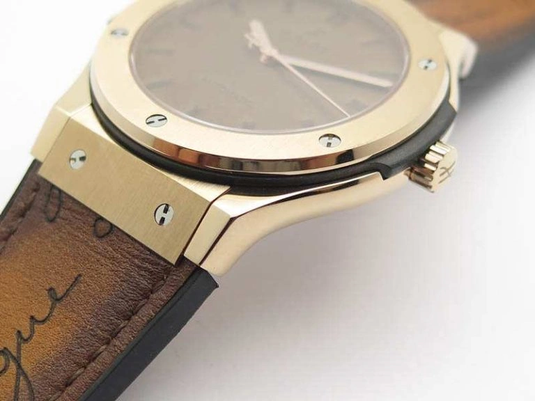 Classic Fusion 45mm RG Berluti Scritto SRF Best Edition Brown Leather Dial On Gummy Strap A2892
