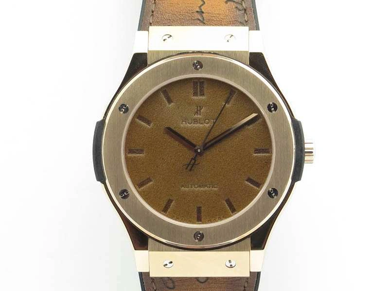 Classic Fusion 45mm RG Berluti Scritto SRF Best Edition Brown Leather Dial On Gummy Strap A2892