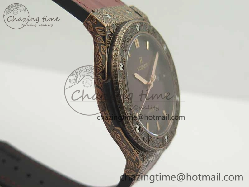 Classic Fusion 45mm RG Engravings Case SRF Best Edition Red Dial On Red Gummy Strap A2892 (Free Box)