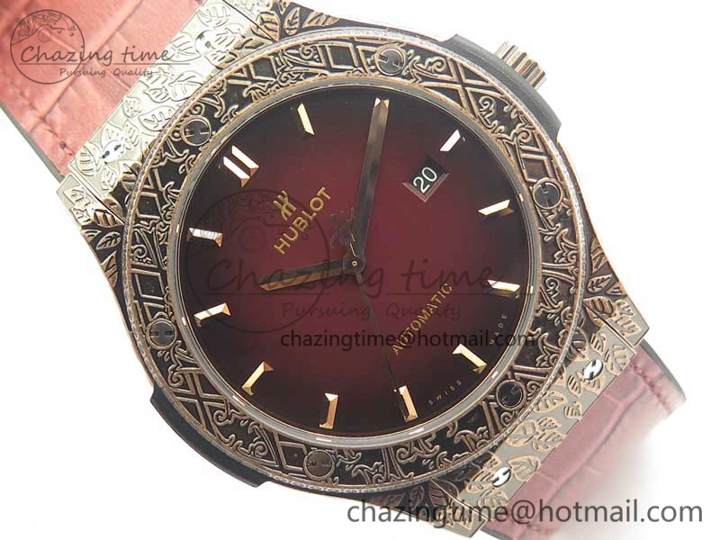 Classic Fusion 45mm RG Engravings Case SRF Best Edition Red Dial On Red Gummy Strap A2892 (Free Box)
