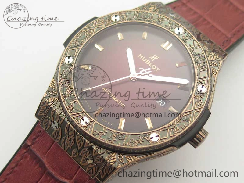 Classic Fusion 45mm RG Engravings Case SRF Best Edition Red Dial On Red Gummy Strap A2892 (Free Box)