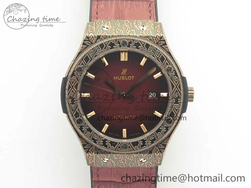 Classic Fusion 45mm RG Engravings Case SRF Best Edition Red Dial On Red Gummy Strap A2892 (Free Box)