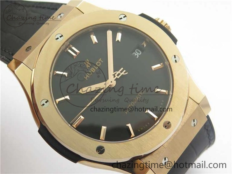 Classic Fusion 45mm RG WWF 1:1 Best Edition Black Dial on Black Gummy Strap A2892