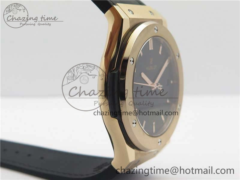 Classic Fusion 45mm RG WWF 1:1 Best Edition Black Dial on Black Gummy Strap A2892