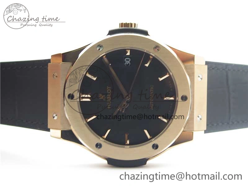 Classic Fusion 45mm RG WWF 1:1 Best Edition Black Dial on Black Gummy Strap A2892