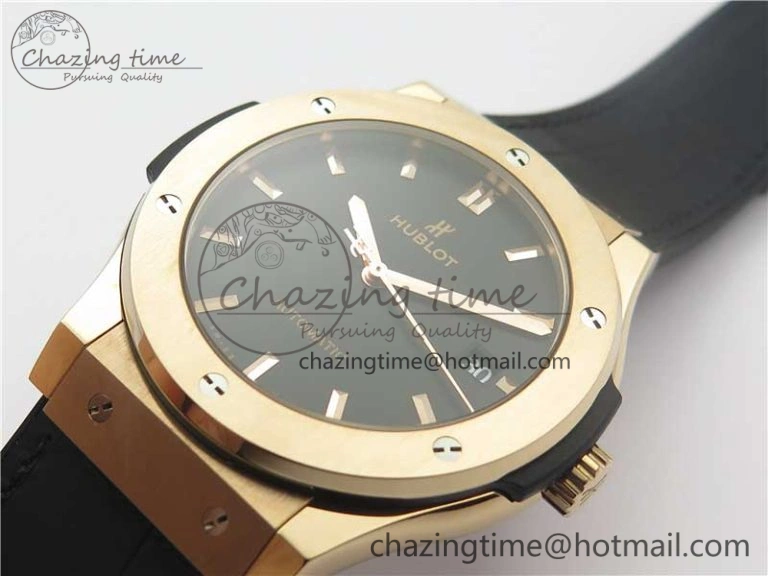 Classic Fusion 45mm RG WWF 1:1 Best Edition Black Dial on Black Gummy Strap A2892