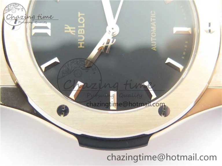 Classic Fusion 45mm RG WWF 1:1 Best Edition Black Dial on Black Gummy Strap A2892