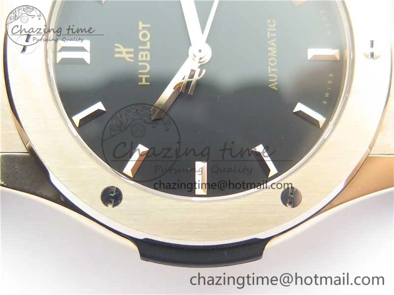 Classic Fusion 45mm RG WWF 1:1 Best Edition Black Dial on Black Gummy Strap A2892