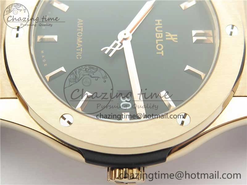 Classic Fusion 45mm RG WWF 1:1 Best Edition Black Dial on Black Gummy Strap A2892