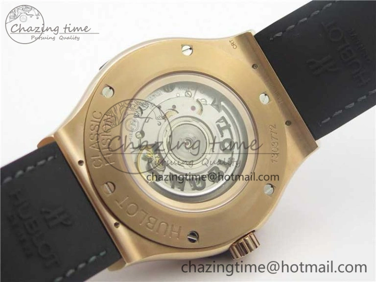 Classic Fusion 45mm RG WWF 1:1 Best Edition Black Dial on Black Gummy Strap A2892