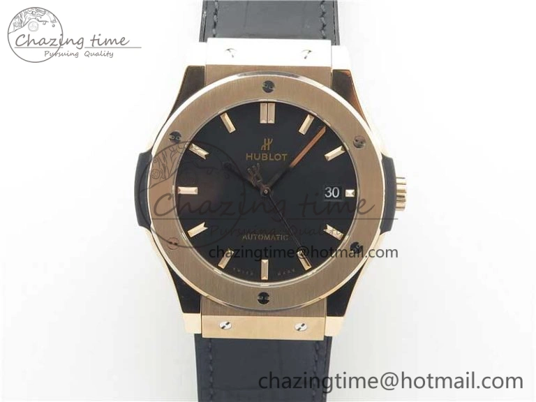 Classic Fusion 45mm RG WWF 1:1 Best Edition Black Dial on Black Gummy Strap A2892
