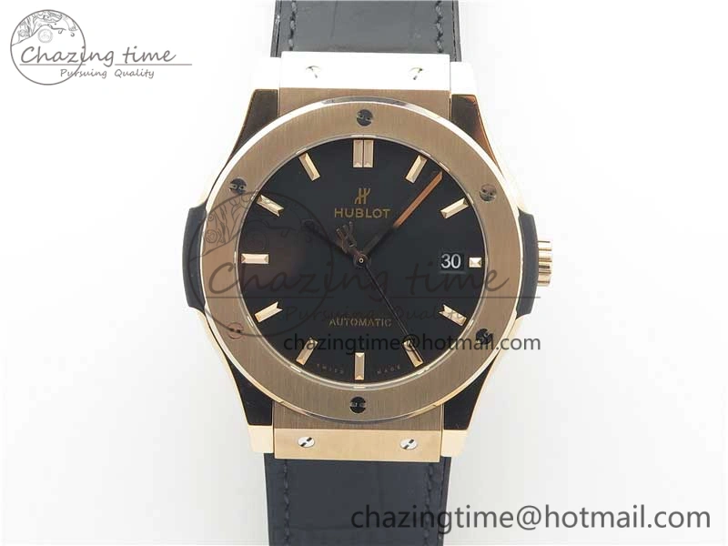 Classic Fusion 45mm RG WWF 1:1 Best Edition Black Dial on Black Gummy Strap A2892