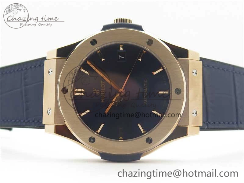 Classic Fusion 45mm RG WWF 1:1 Best Edition Blue Dial on Blue Gummy Strap A2892