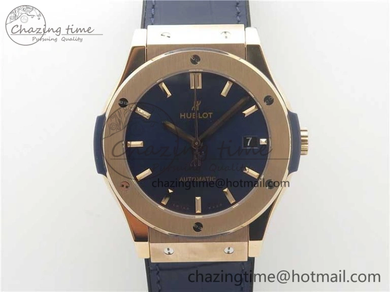 Classic Fusion 45mm RG WWF 1:1 Best Edition Blue Dial on Blue Gummy Strap A2892