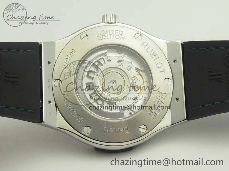 Classic Fusion 45mm SS Berluti Scritto SRF Best Edition Black Leather Dial On Gummy Strap A2892 V2
