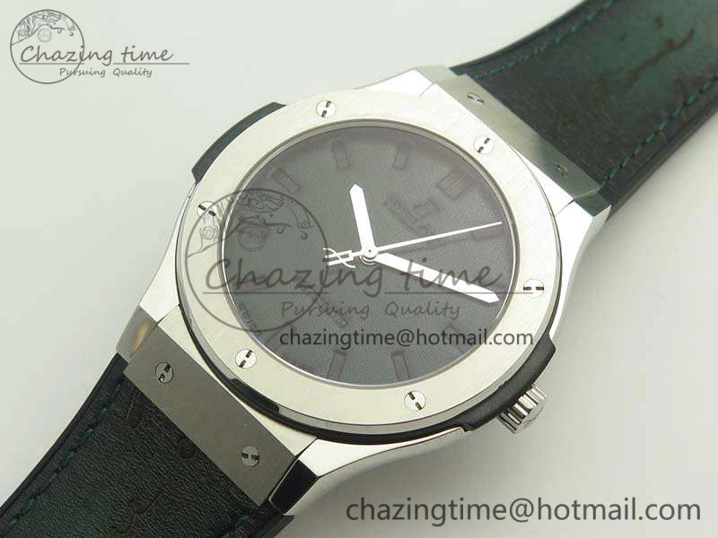 Classic Fusion 45mm SS Berluti Scritto SRF Best Edition Black Leather Dial On Gummy Strap A2892 V2