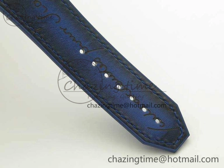 Classic Fusion 45mm SS Berluti Scritto SRF Best Edition Blue Leather Dial On Blue Gummy Strap A2892 V2