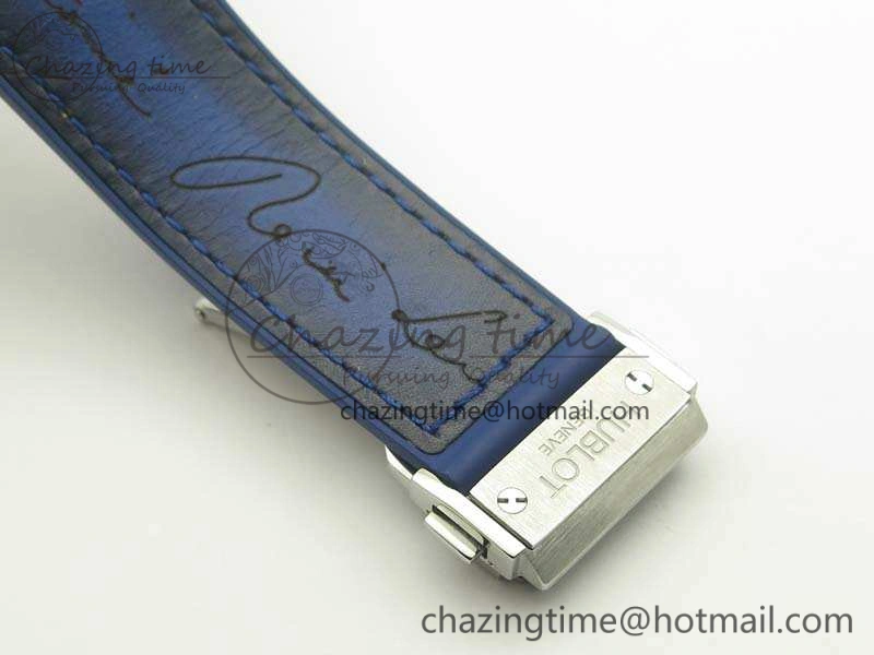 Classic Fusion 45mm SS Berluti Scritto SRF Best Edition Blue Leather Dial On Blue Gummy Strap A2892 V2