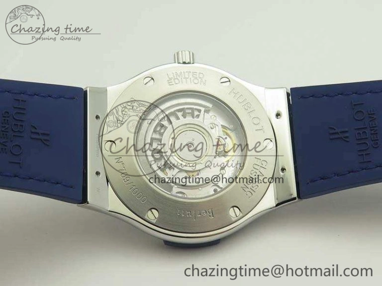 Classic Fusion 45mm SS Berluti Scritto SRF Best Edition Blue Leather Dial On Blue Gummy Strap A2892 V2