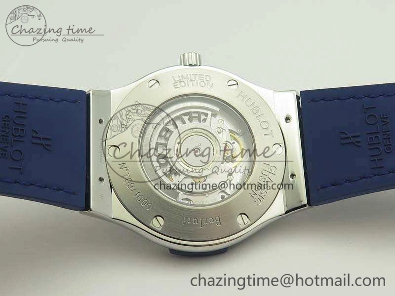Classic Fusion 45mm SS Berluti Scritto SRF Best Edition Blue Leather Dial On Blue Gummy Strap A2892 V2