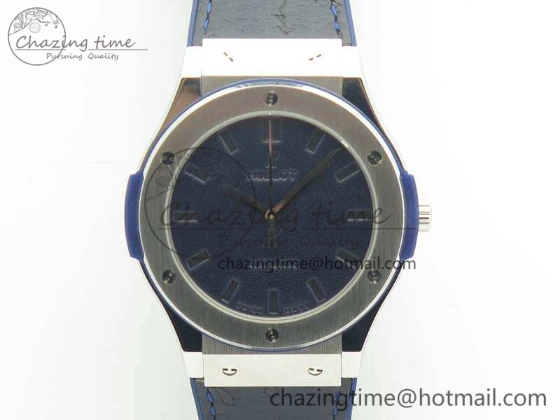 Classic Fusion 45mm SS Berluti Scritto SRF Best Edition Blue Leather Dial On Blue Gummy Strap A2892 V2