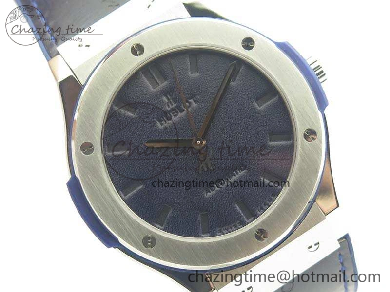 Classic Fusion 45mm SS Berluti Scritto SRF Best Edition Blue Leather Dial On Blue Gummy Strap A2892 V2