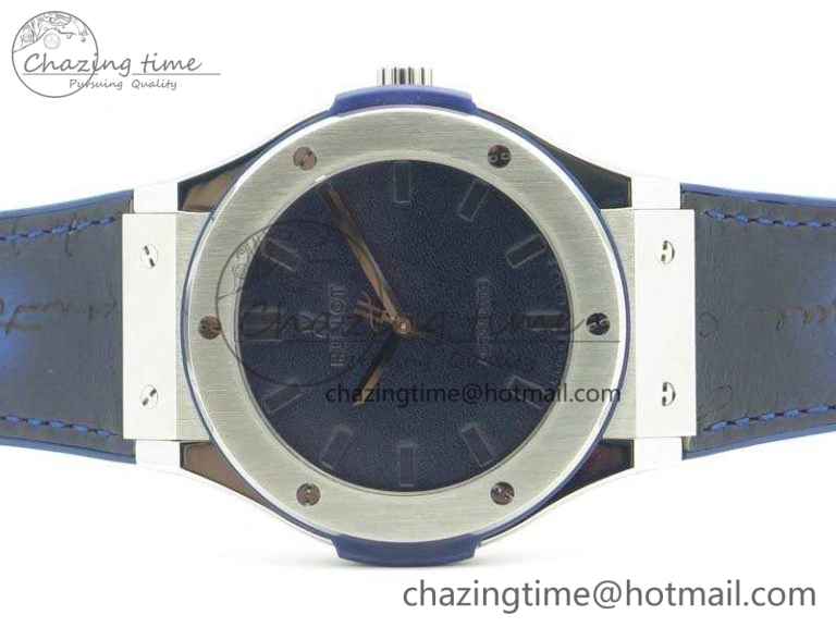 Classic Fusion 45mm SS Berluti Scritto SRF Best Edition Blue Leather Dial On Blue Gummy Strap A2892 V2