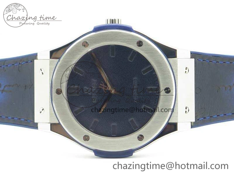 Classic Fusion 45mm SS Berluti Scritto SRF Best Edition Blue Leather Dial On Blue Gummy Strap A2892 V2