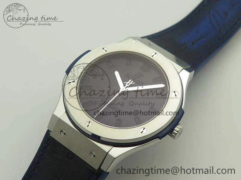 Classic Fusion 45mm SS Berluti Scritto SRF Best Edition Blue Leather Dial On Blue Gummy Strap A2892 V2