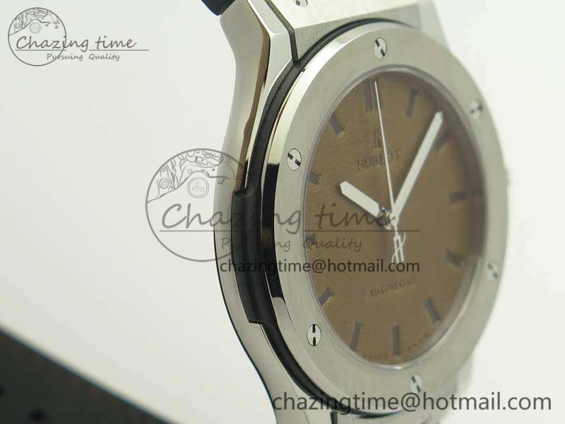 Classic Fusion 45mm SS Berluti Scritto SRF Best Edition Brown Leather Dial On Gummy Strap A2892 V2