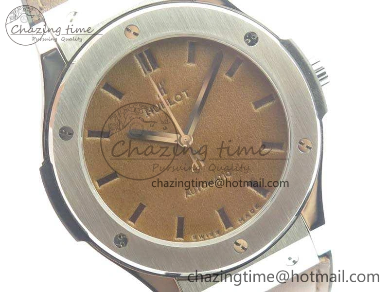 Classic Fusion 45mm SS Berluti Scritto SRF Best Edition Brown Leather Dial On Gummy Strap A2892 V2