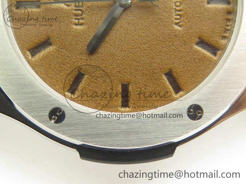 Classic Fusion 45mm SS Berluti Scritto SRF Best Edition Brown Leather Dial On Gummy Strap A2892 V2