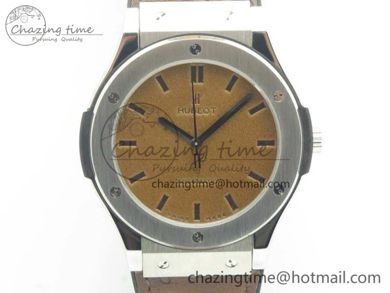 Classic Fusion 45mm SS Berluti Scritto SRF Best Edition Brown Leather Dial On Gummy Strap A2892 V2