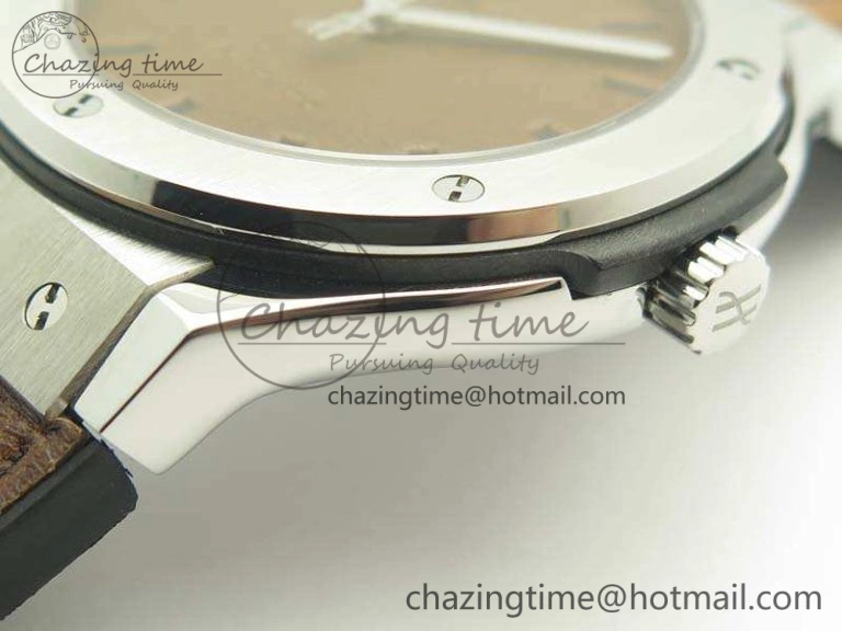 Classic Fusion 45mm SS Berluti Scritto SRF Best Edition Brown Leather Dial On Gummy Strap A2892 V2