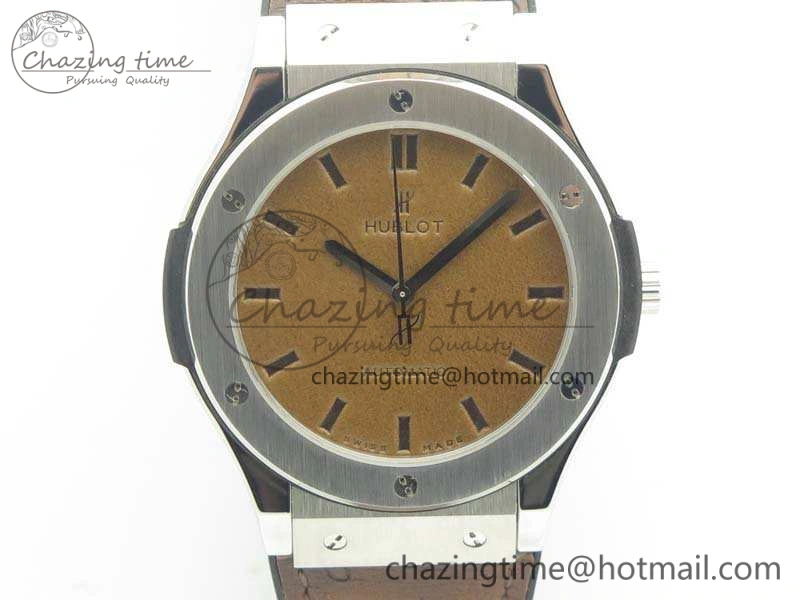 Classic Fusion 45mm SS Berluti Scritto SRF Best Edition Brown Leather Dial On Gummy Strap A2892 V2
