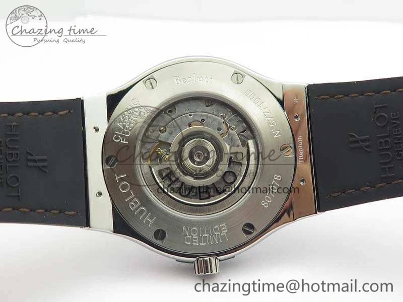 Classic Fusion 45mm SS Berluti Scritto SRF Best Edition Brown Leather Dial On Gummy Strap A2892