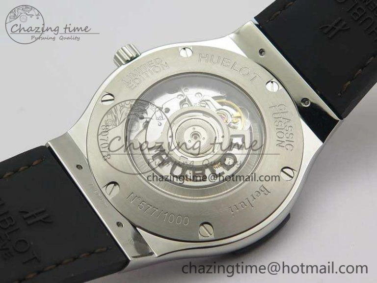 Classic Fusion 45mm SS Berluti Scritto SRF Best Edition Brown Leather Dial On Gummy Strap A2892
