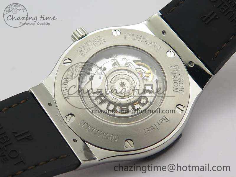 Classic Fusion 45mm SS Berluti Scritto SRF Best Edition Brown Leather Dial On Gummy Strap A2892