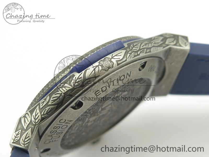 Classic Fusion 45mm SS Engravings Case SRF Best Edition Blue Dial On Blue Gummy Strap A2892 (Free Box)