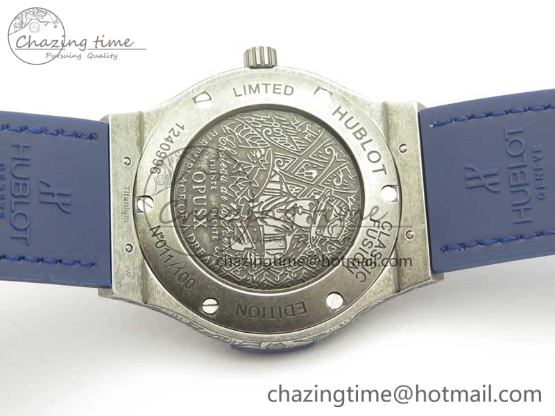 Classic Fusion 45mm SS Engravings Case SRF Best Edition Blue Dial On Blue Gummy Strap A2892 (Free Box)