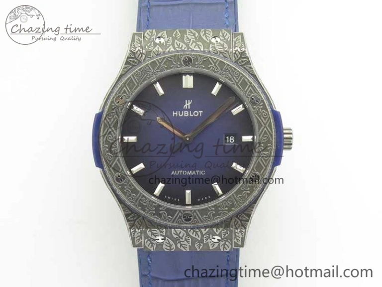 Classic Fusion 45mm SS Engravings Case SRF Best Edition Blue Dial On Blue Gummy Strap A2892 (Free Box)