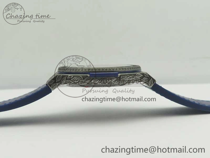 Classic Fusion 45mm SS Engravings Case SRF Best Edition Blue Dial On Blue Gummy Strap A2892 (Free Box)