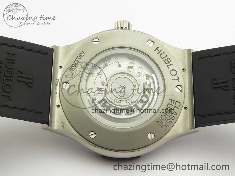Classic Fusion 45mm Titanium WWF 1:1 V2 Best Edition Black Dial On Black Gummy Strap Asian HB1112