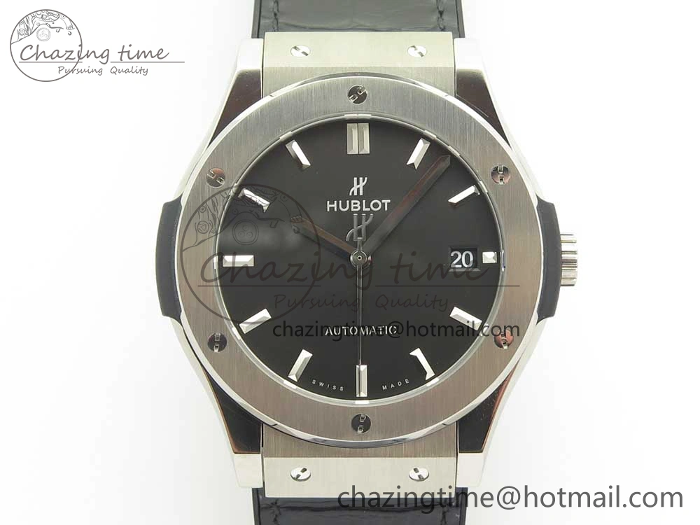 Classic Fusion 45mm Titanium WWF 1:1 V2 Best Edition Black Dial On Black Gummy Strap Asian HB1112