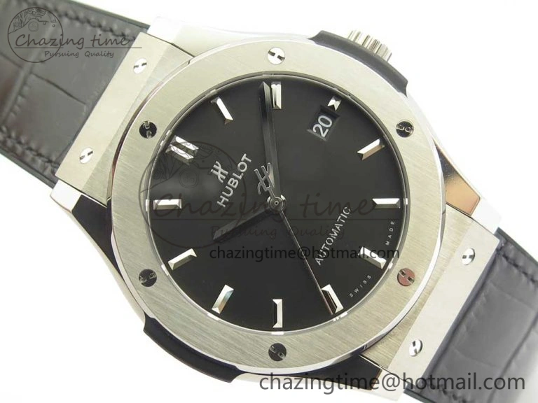 Classic Fusion 45mm Titanium WWF 1:1 V2 Best Edition Black Dial On Black Gummy Strap Asian HB1112