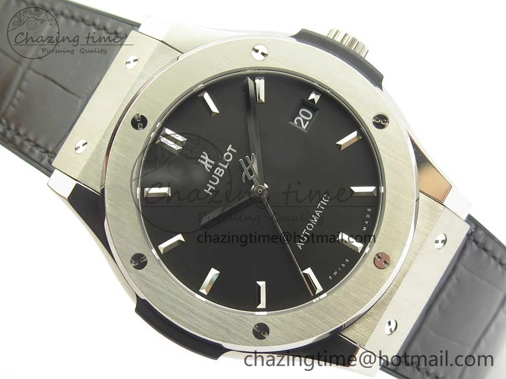 Classic Fusion 45mm Titanium WWF 1:1 V2 Best Edition Black Dial On Black Gummy Strap Asian HB1112