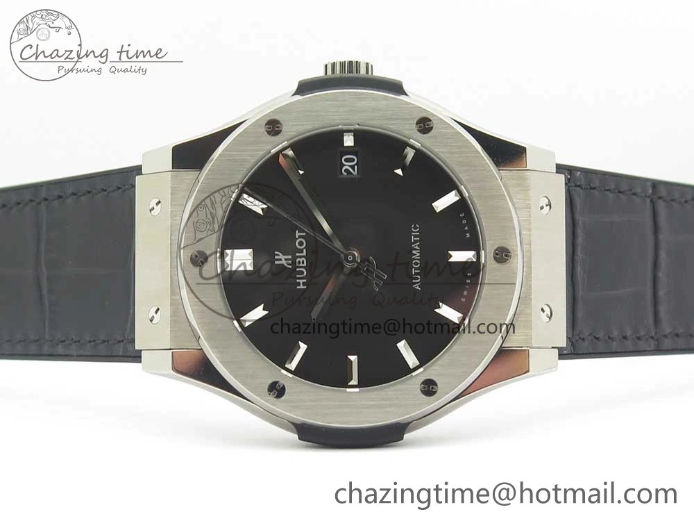 Classic Fusion 45mm Titanium WWF 1:1 V2 Best Edition Black Dial On Black Gummy Strap Asian HB1112