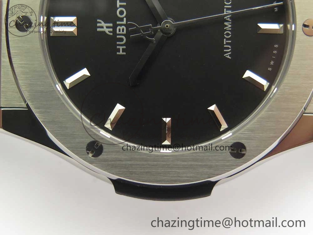 Classic Fusion 45mm Titanium WWF 1:1 V2 Best Edition Black Dial On Black Gummy Strap Asian HB1112